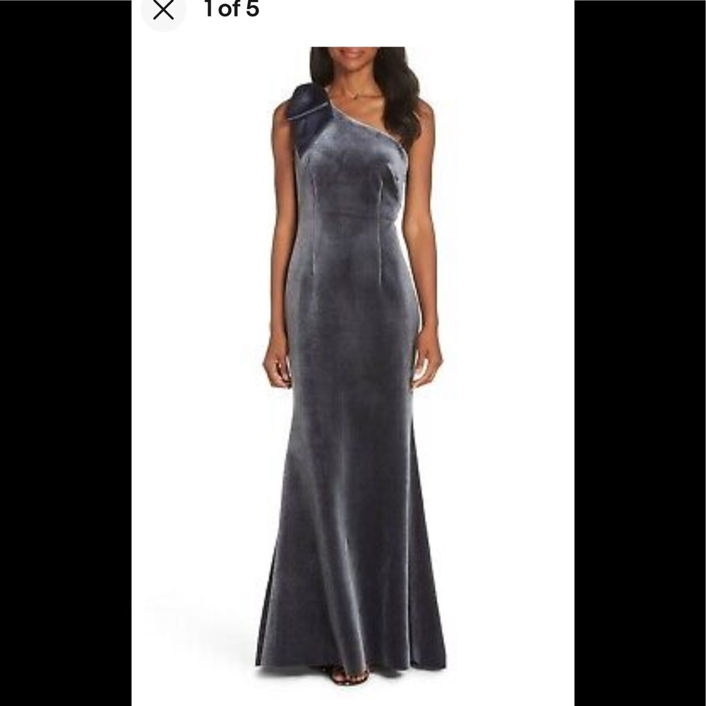 Eliza J One Shoulder Velvet Gown
